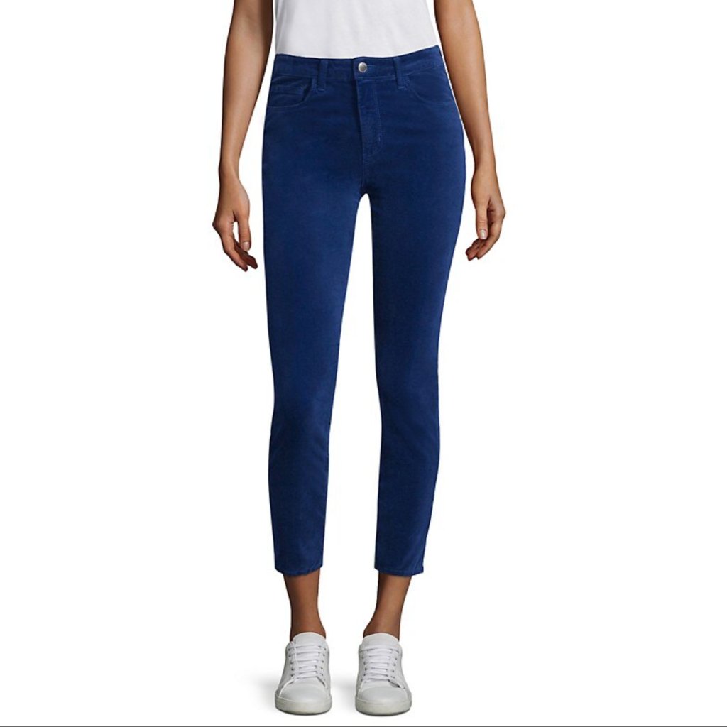L'agence Margot High Rise Ankle Skinny Velvet Jeans In French Blue